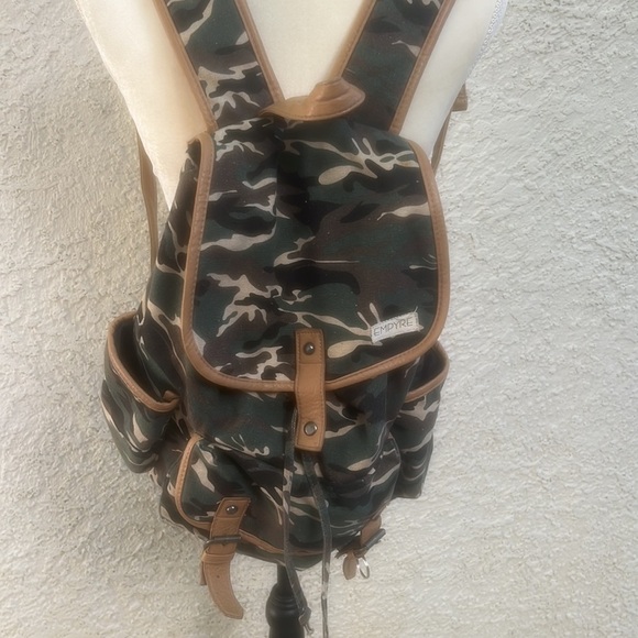 Empyre Women's Canvas Camo Faux Leather Lined Backpack 17"H x 14"W - Picture 1 of 9
